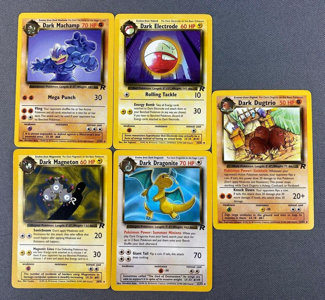 Group of 5 Rare Team Rocket Pokemon Cards (1 of 2)