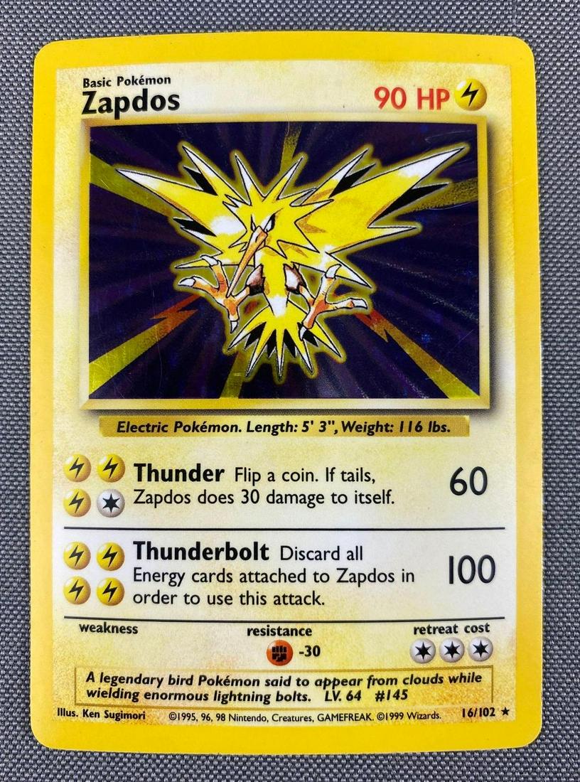 1999 Pokemon 16/102 Holo Base Set Zapdos Card (1 of 2)