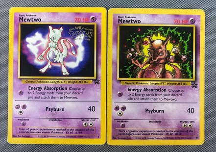 Group of 2 1999-2000 Pokemon  Blackstar Promo #3 and #14 Mewtwo Cards: Group of 2 1999-2000 Pokemon Blackstar Promo #3 and #14 Mewtwo Cards