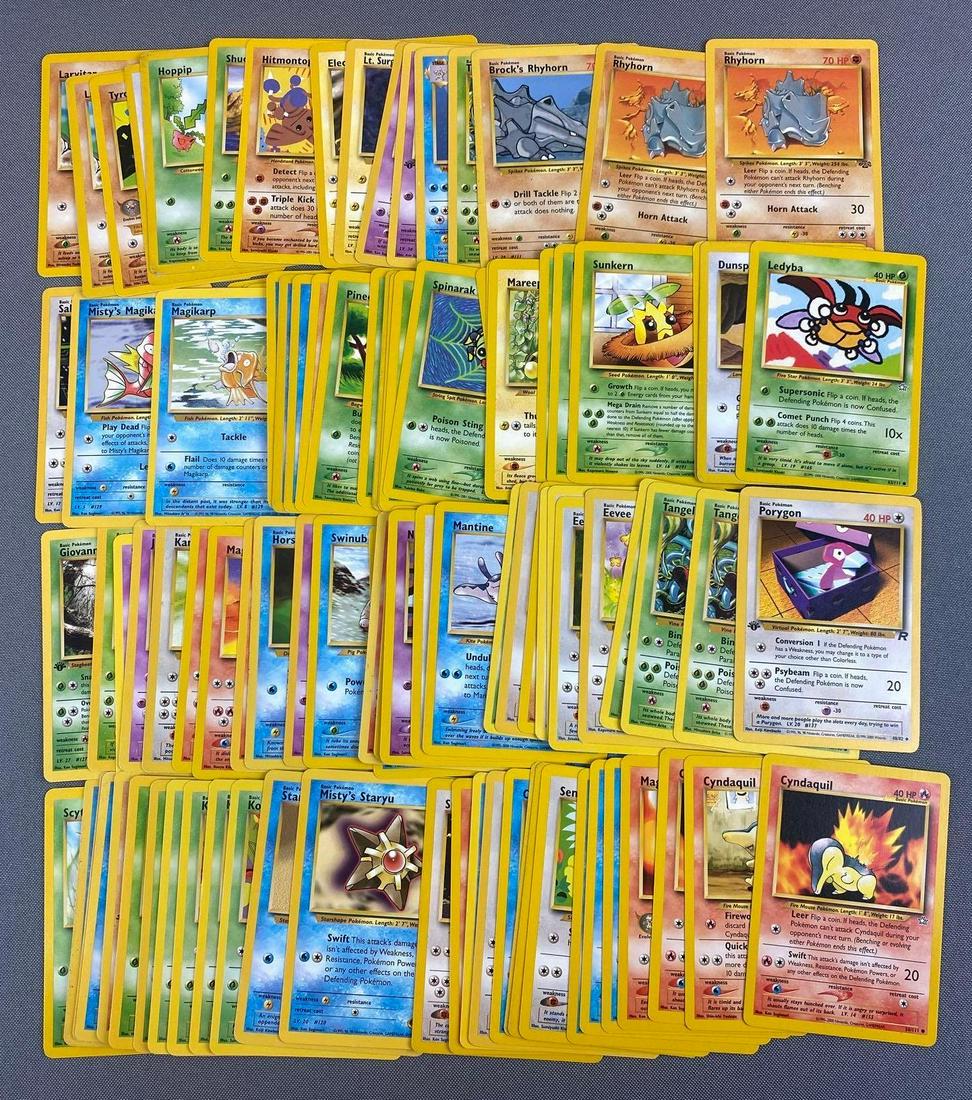 Group of 100+ 1999-2001 Pokemon Cards: Rare, Uncommon, Common. Includes Hoppip, Cyndaquil, Mantine, etc.
