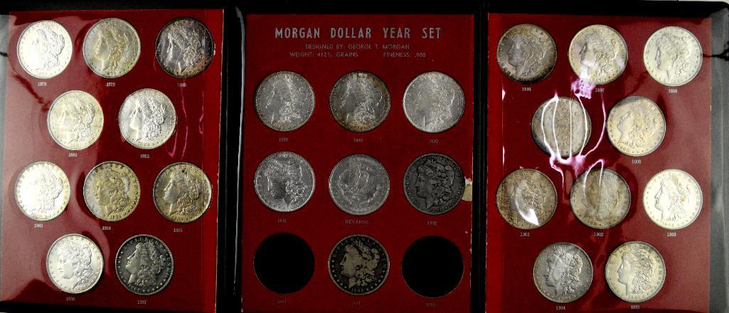 Group of (27) Morgan Silver Dollars Date Set 1878-1921 (1 of 9)