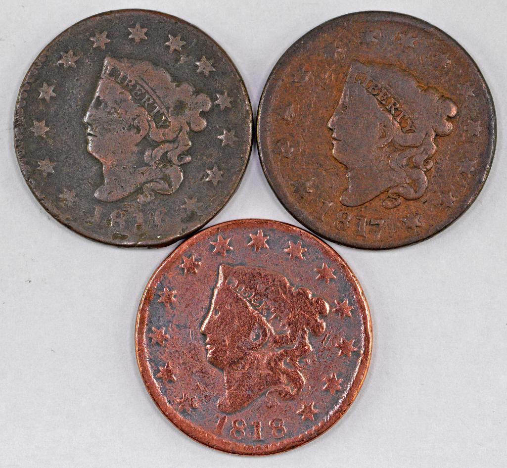 Group of (3) Coronet Head Large Cents 1816 1817 & 1818 (1 of 2)