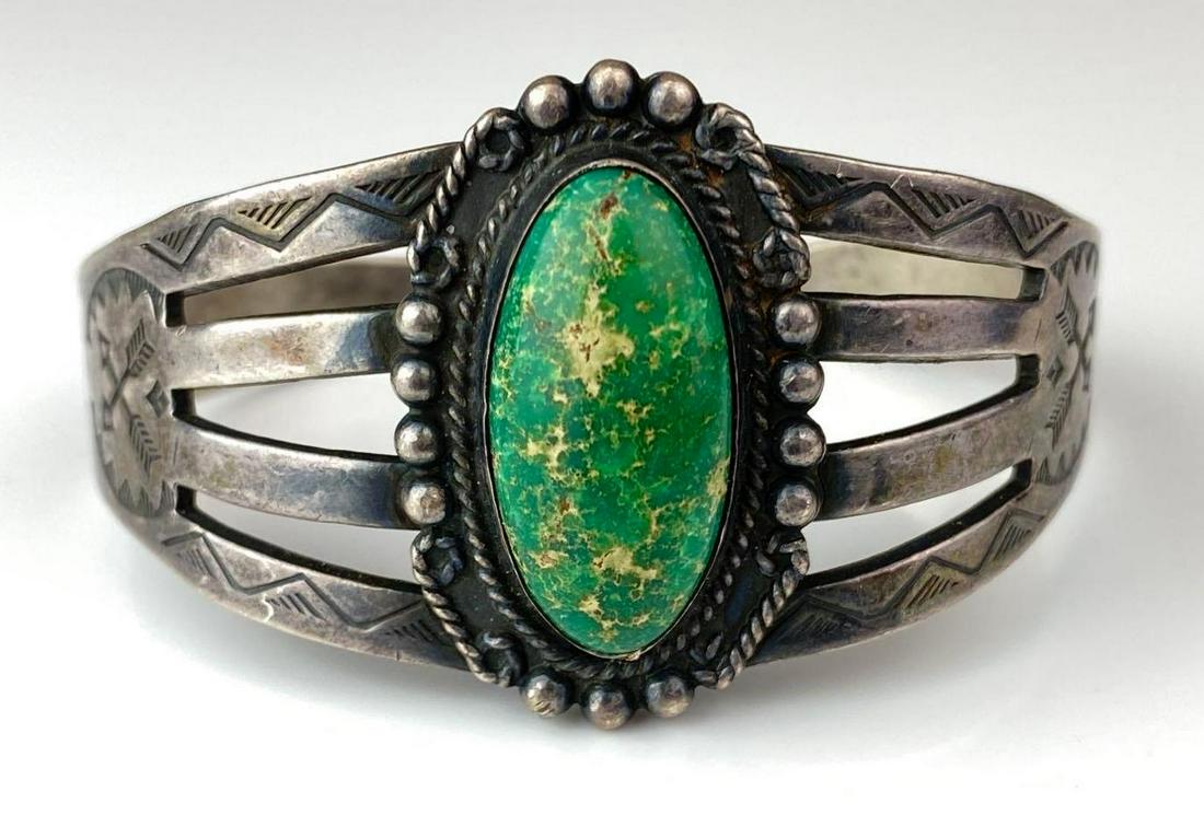 Sterling Silver Native American Stone Bracelet (1 of 4)