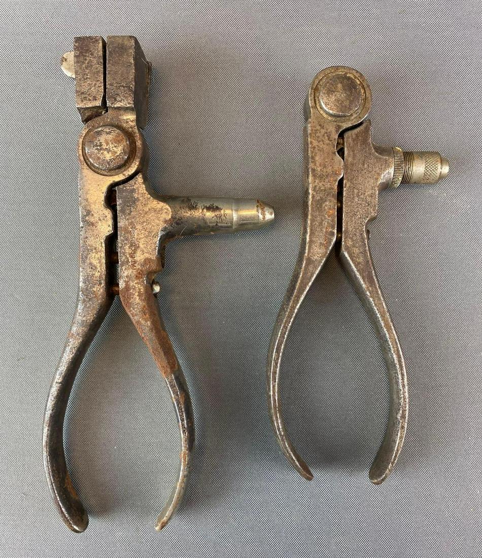 2 Bullet Molds Pat 1884: 38-55 and .44 some wear largest is 9 X 3 1/2 X 1 1/2 inches