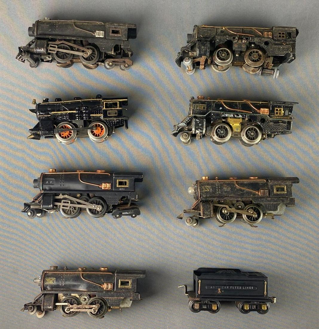 Group of 8 Assorted O Scale Steam Locomotives and Tender: Untested. Includes Nos. 401, American Flyer, and more.