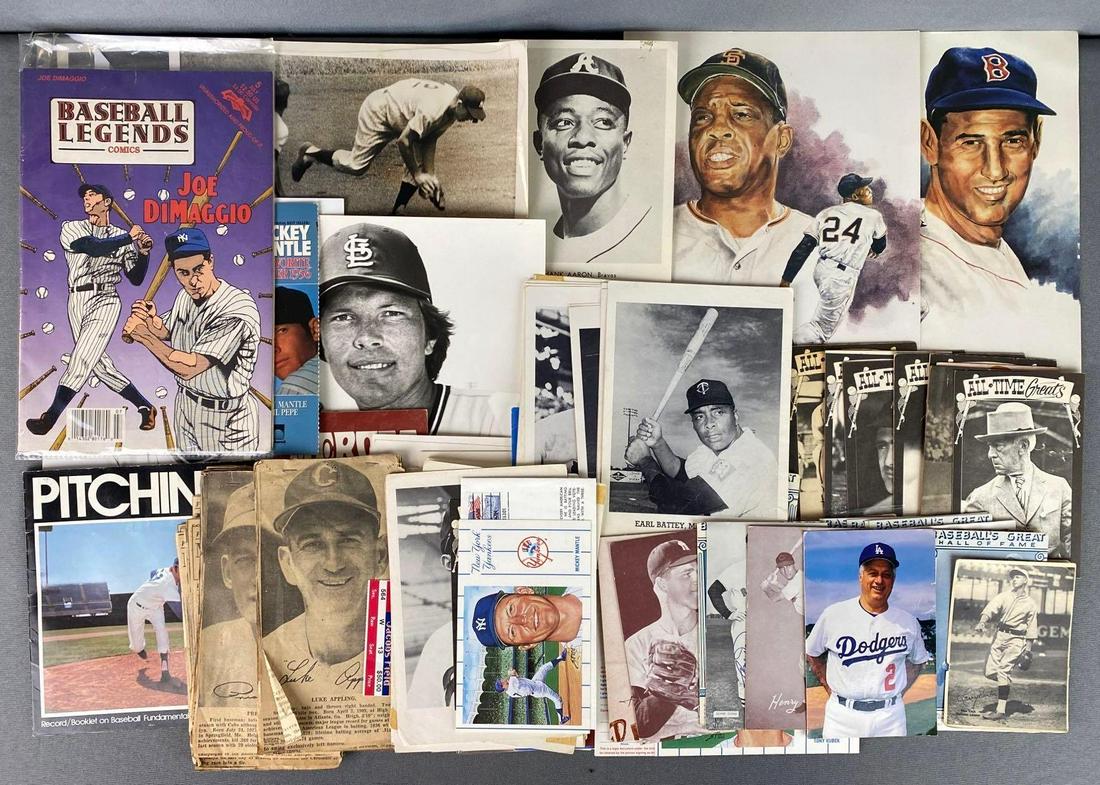 Large Group of Baseball Ephemera: Includes Baseball exhibits, postcards, vintage photos, and more, largest measures 8x10in.