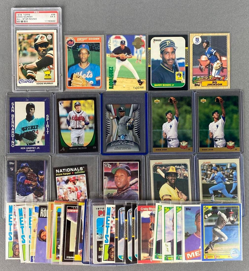 Group of 50 Assorted Baseball Rookie Cards: Including Alex Rodriguez, Bryce Harper, Dwight Gooden, Kirby Puckett, and more. 1978 Topps Eddie Murray Rookie PSA 5