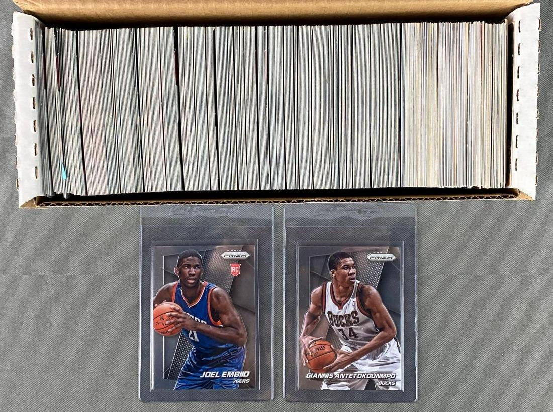 Group of 400+ 2014-18 Panini Basketball Cards: Includes rookies and inserts, including 2014 Joel Embiid #253 rookie ready to grade, 2014 Giannis Antetokounmpo #73 2nd year, and more.