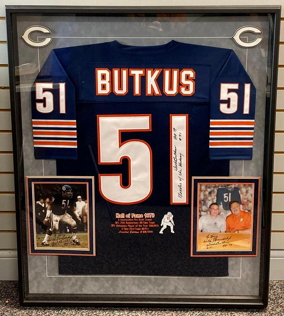 Framed Dick Butkus Hall of Fame Autographed Stat Jersey (1 of 5)