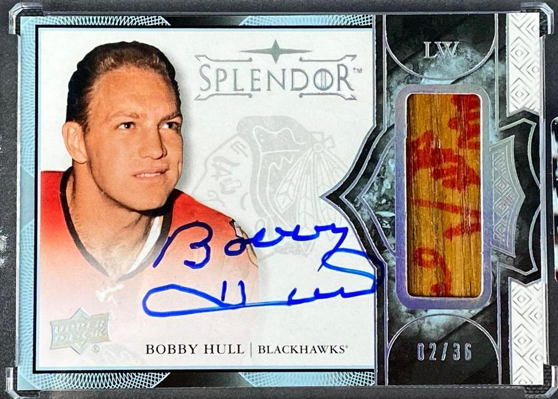 2017-18 Splendor Bordered Bobby Hull Game Used Stick & Autograph 2/36 (1 of 3)