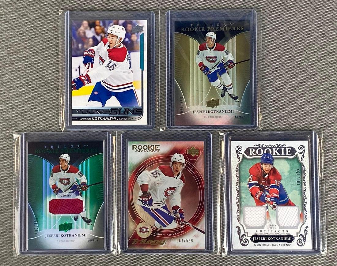 Group of 5 2018-19 Jesperi Kotkaniemi Rookie Cards (1 of 3)