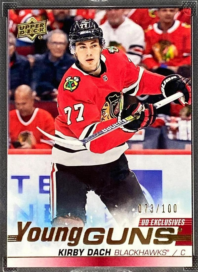 2019-20 Upper Deck Kirby Dach Young Guns Exclusive Card 73/100: #451, rare card, 73/100.