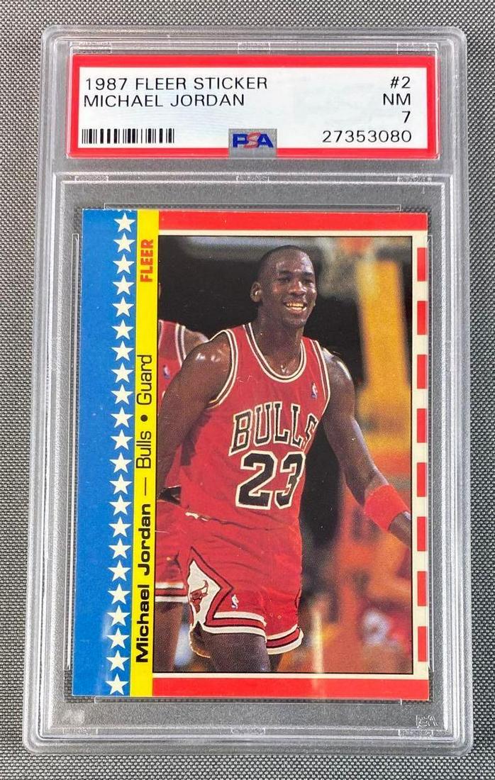 1987 Fleer Sticker Micheal Jordan #2 PSA 7 (1 of 2)