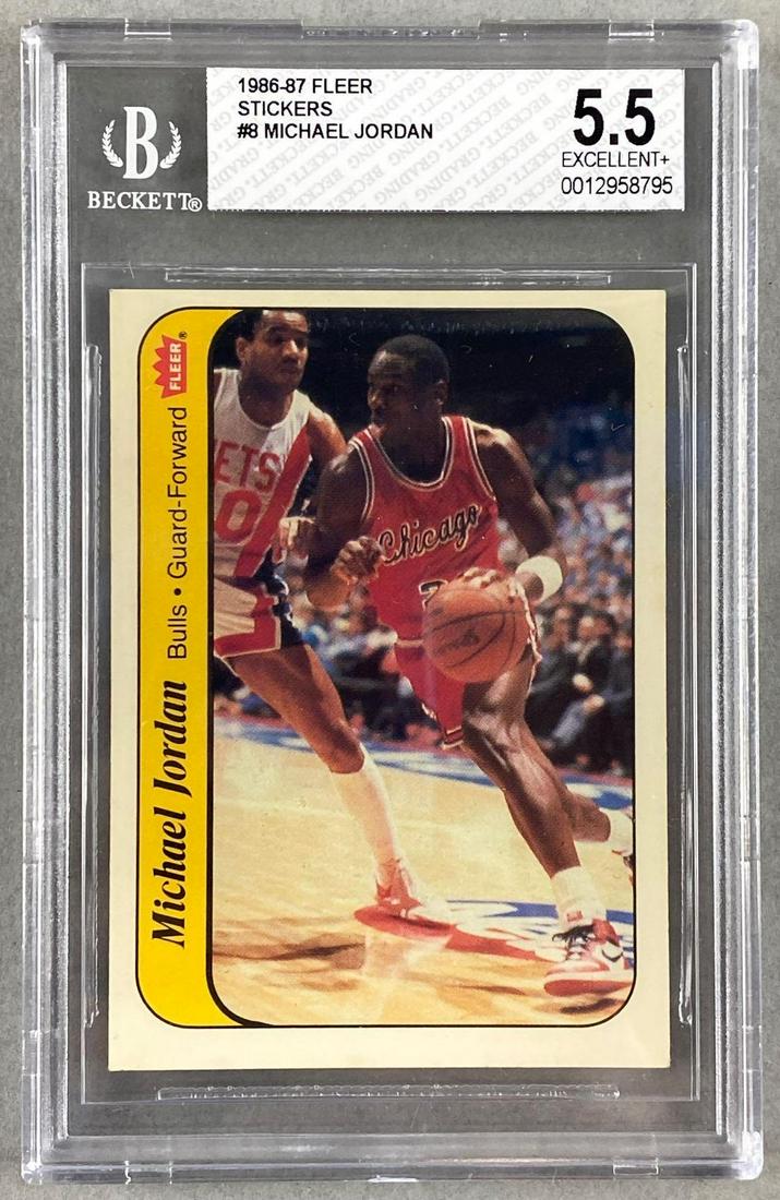 1986-87 Fleer Stickers Michael Jordan #8 BGS 5.5 (1 of 2)