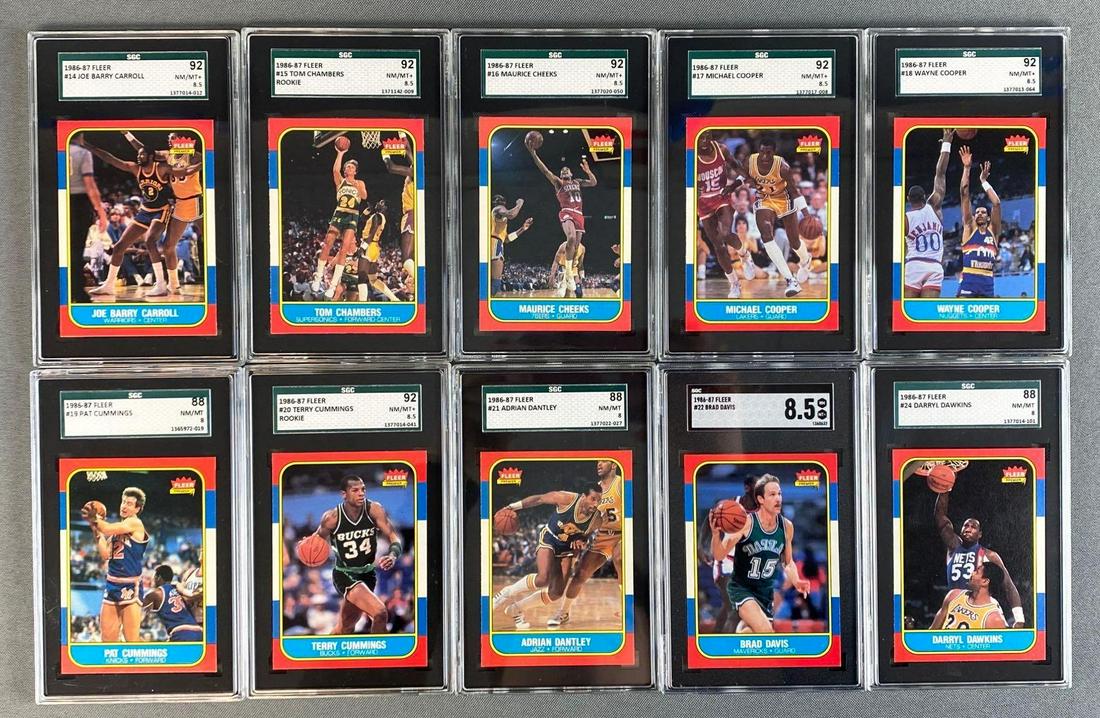 Group of 10 1986-87 Fleer Basketball Graded SGC 8 - 8.5 (1 of 4)