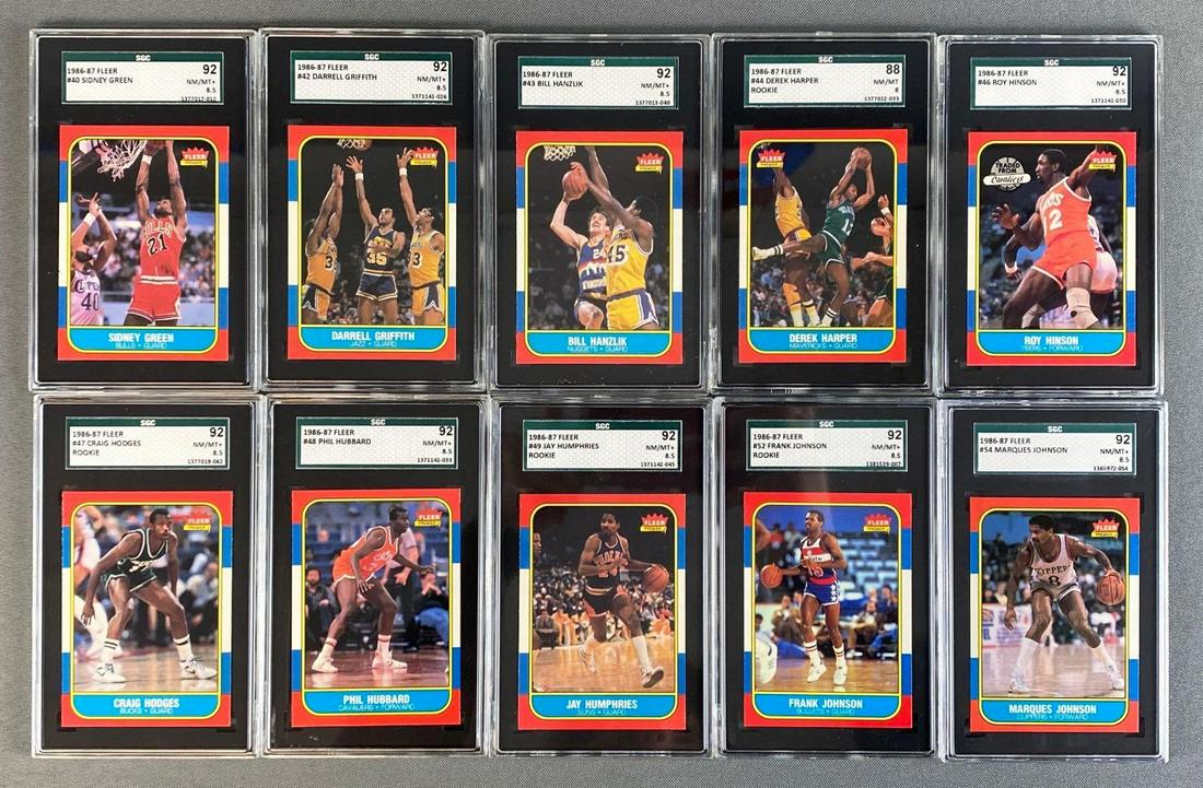 Group of 10 1986-87 Fleer Basketball Graded SGC 8 - 8.5 (1 of 4)