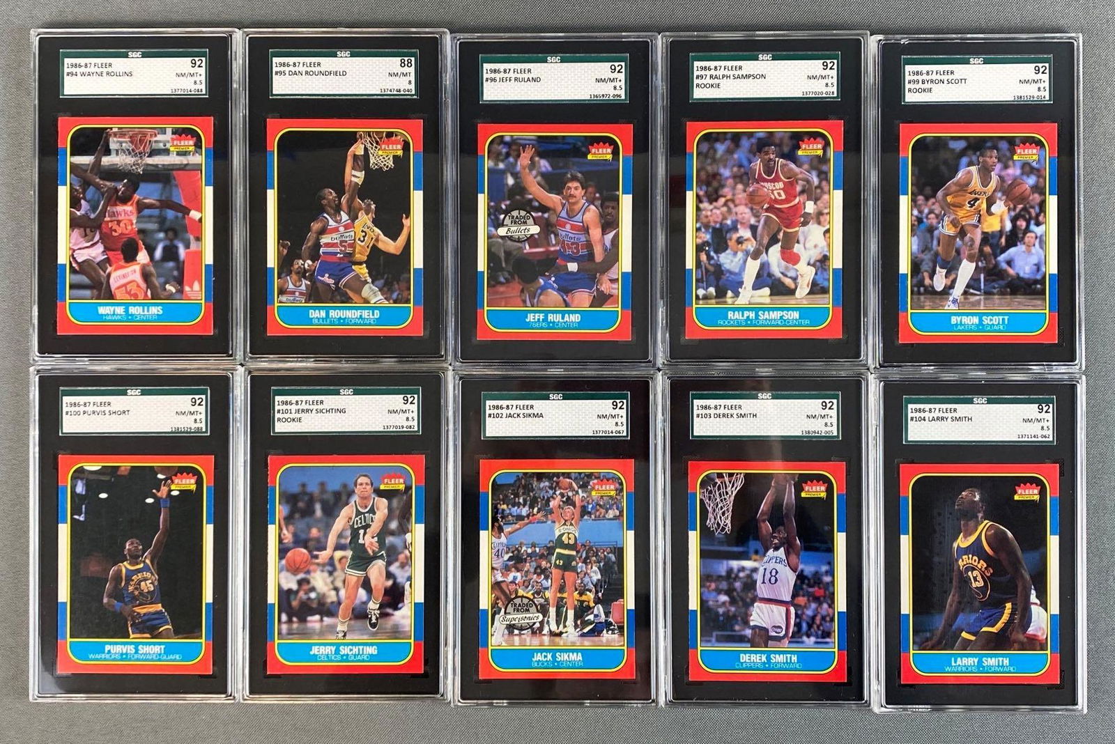 Group of 10 1986-87 Fleer Basketball Graded SGC 8 - 8.5 (1 of 4)