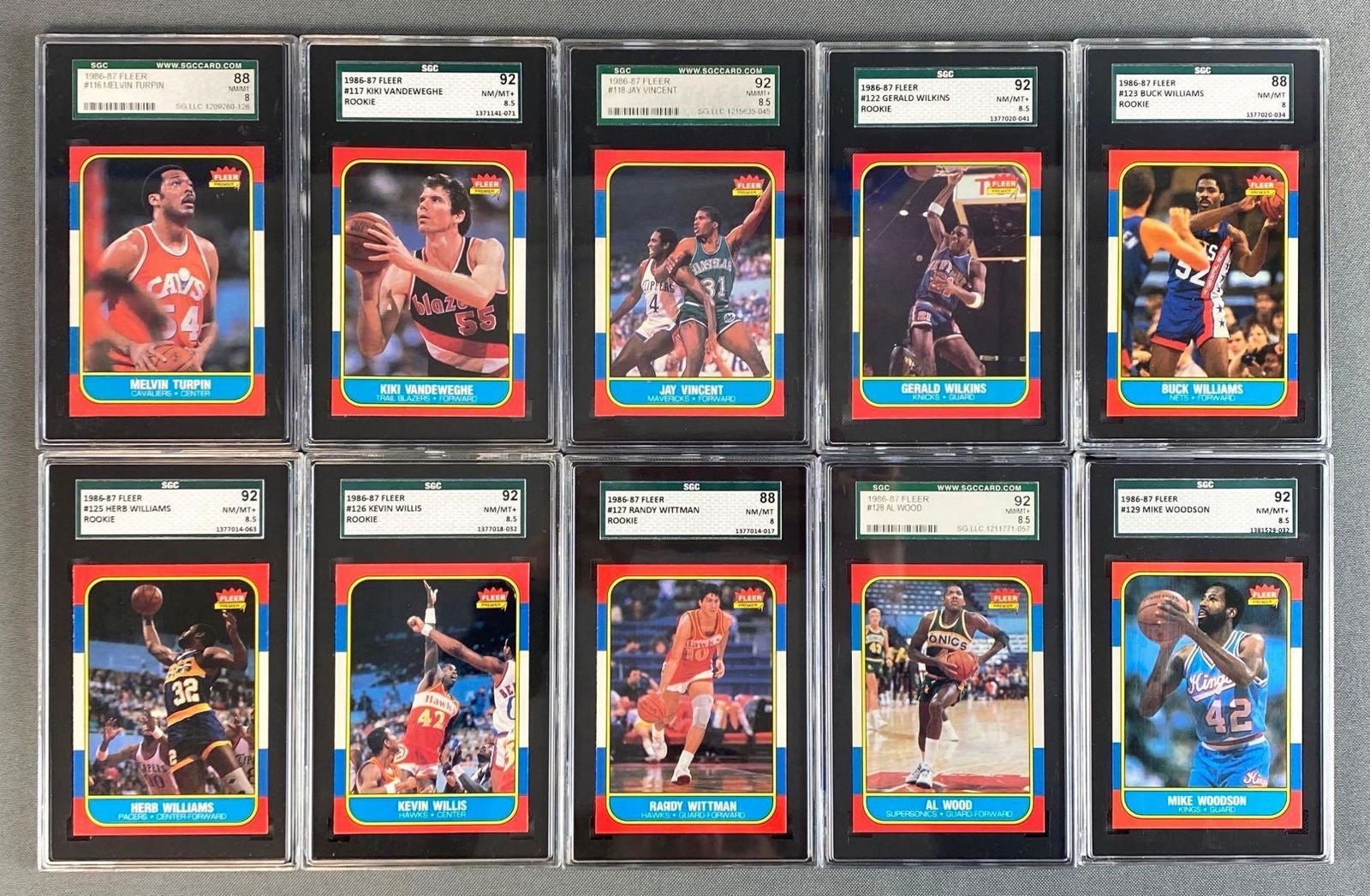 Group of 10 1986-87 Fleer Basketball Graded SGC 8 - 8.5 (1 of 3)
