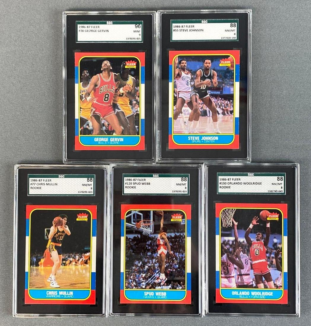 Group of 5 1986-87 Fleer Basketball Graded SGC 8 - 9 (1 of 5)