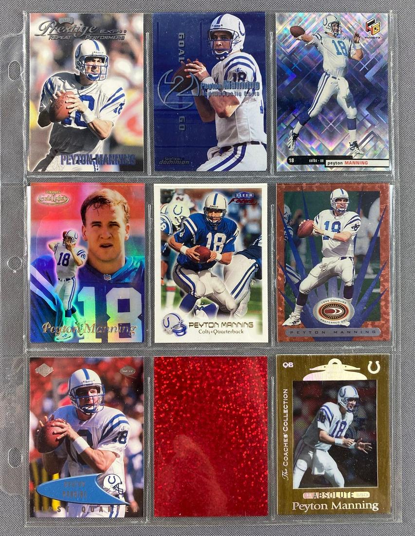 70+ Football HOFs Rookie & Insert Cards: Rookies and inserts. Includes Peyton Manning, Edgerrin James, Curtis Martin, Emmitt Smith, and Barry Sanders.