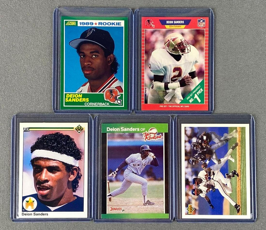 Group of 5 Deion Sanders Cards (1 of 5)