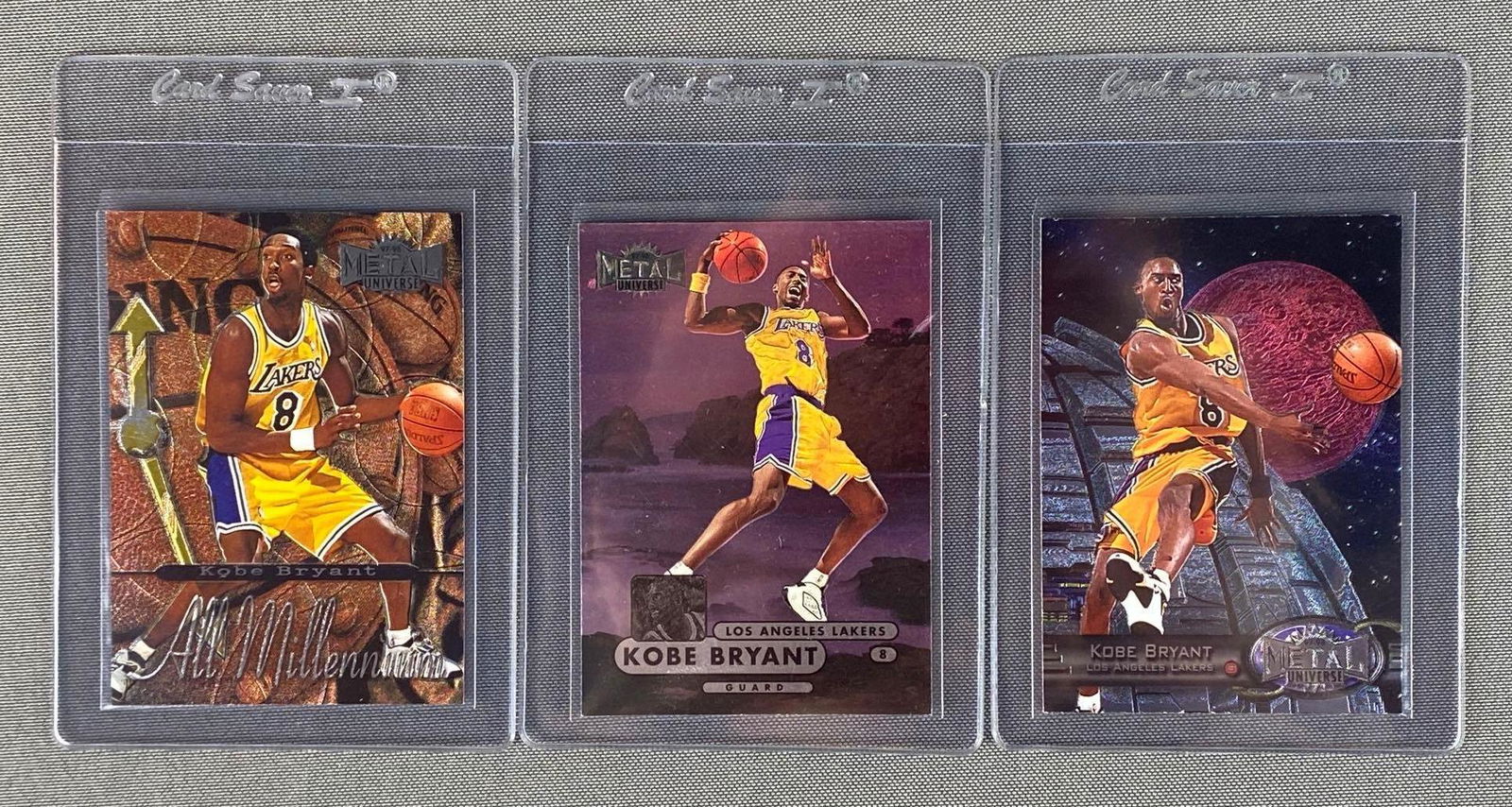 Group of 3 1997-98 Fleer Metal Universe Kobe Bryant Cards (1 of 7)