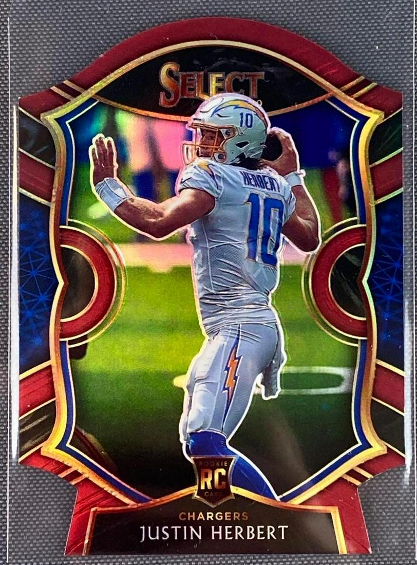 2020 Panini Select Justin Herbert #44 Red Die-Cut Prizm Card (1 of 3)