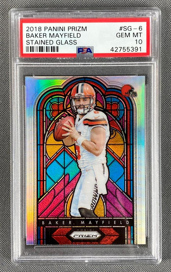 2018 Panini Prizm Baker Mayfield Stained Glass Graded Card (1 of 4)