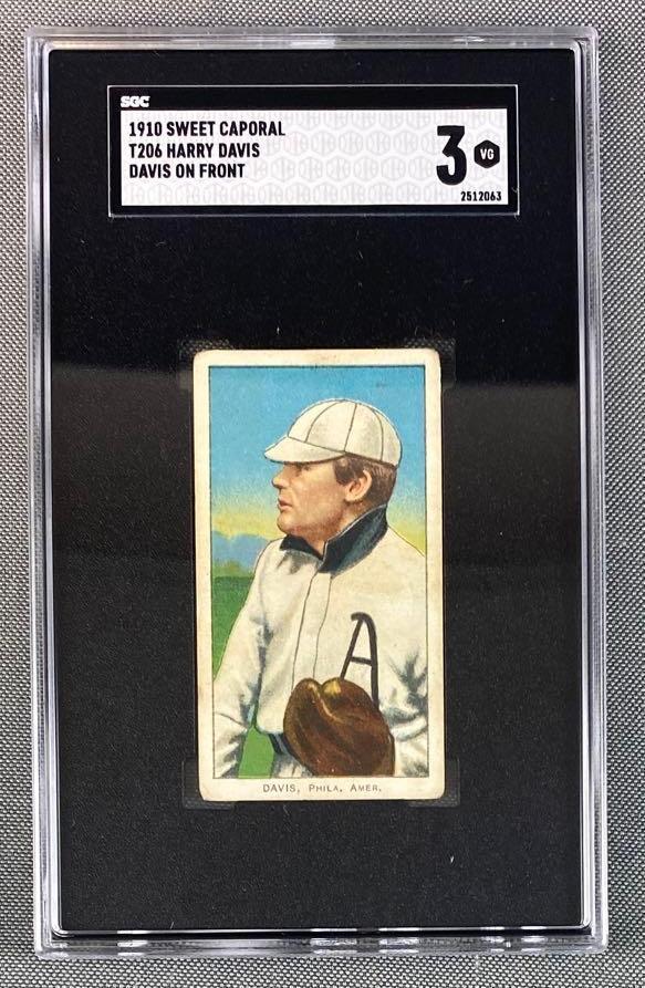 1910 T206 Harry Davis Sweet Caporal Davis on Front SGC 3 (1 of 3)