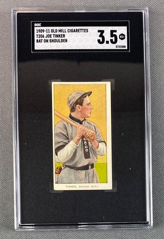 1909-11 T206 Joe Tinker Old Mill Bat on Shoulder SGC 3.5 (1 of 3)
