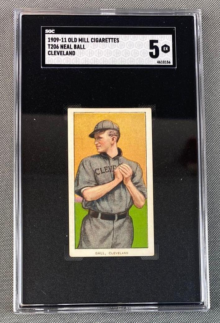 1909-11 T206 Neal Ball Old Mill Cleveland SGC 5: SGC 5, EX.