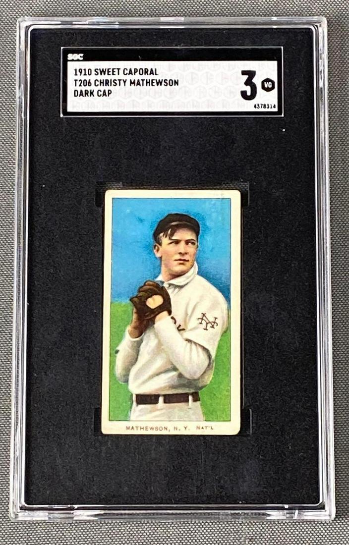 1910 T206 Christy Mathewson Sweet Caporal Dark Cap SGC 3 (1 of 4)