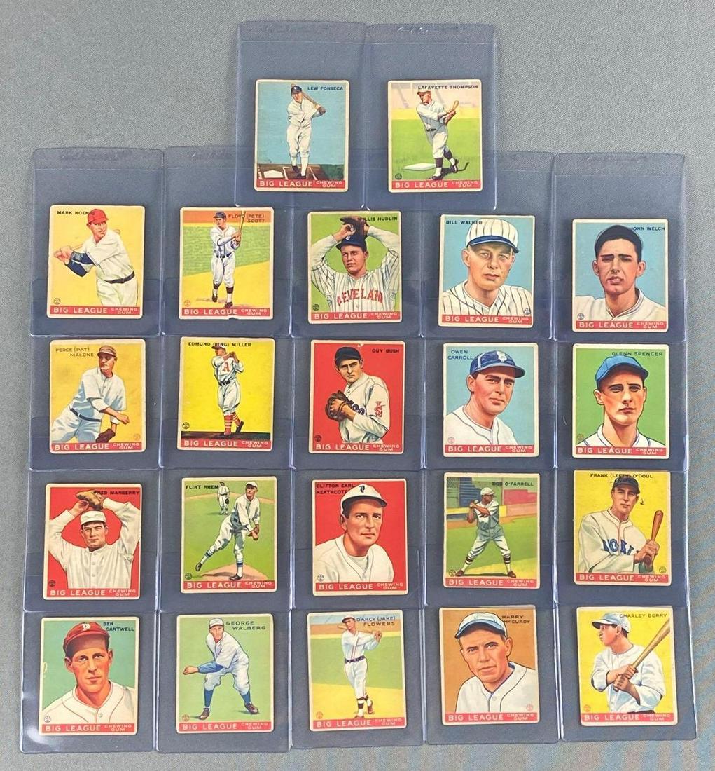 Group of 22 Different 1933 Goudey Baseball Cards: Includes Lefty O Donnell #58, Bob O Farrell #34, and more. Very good condition.