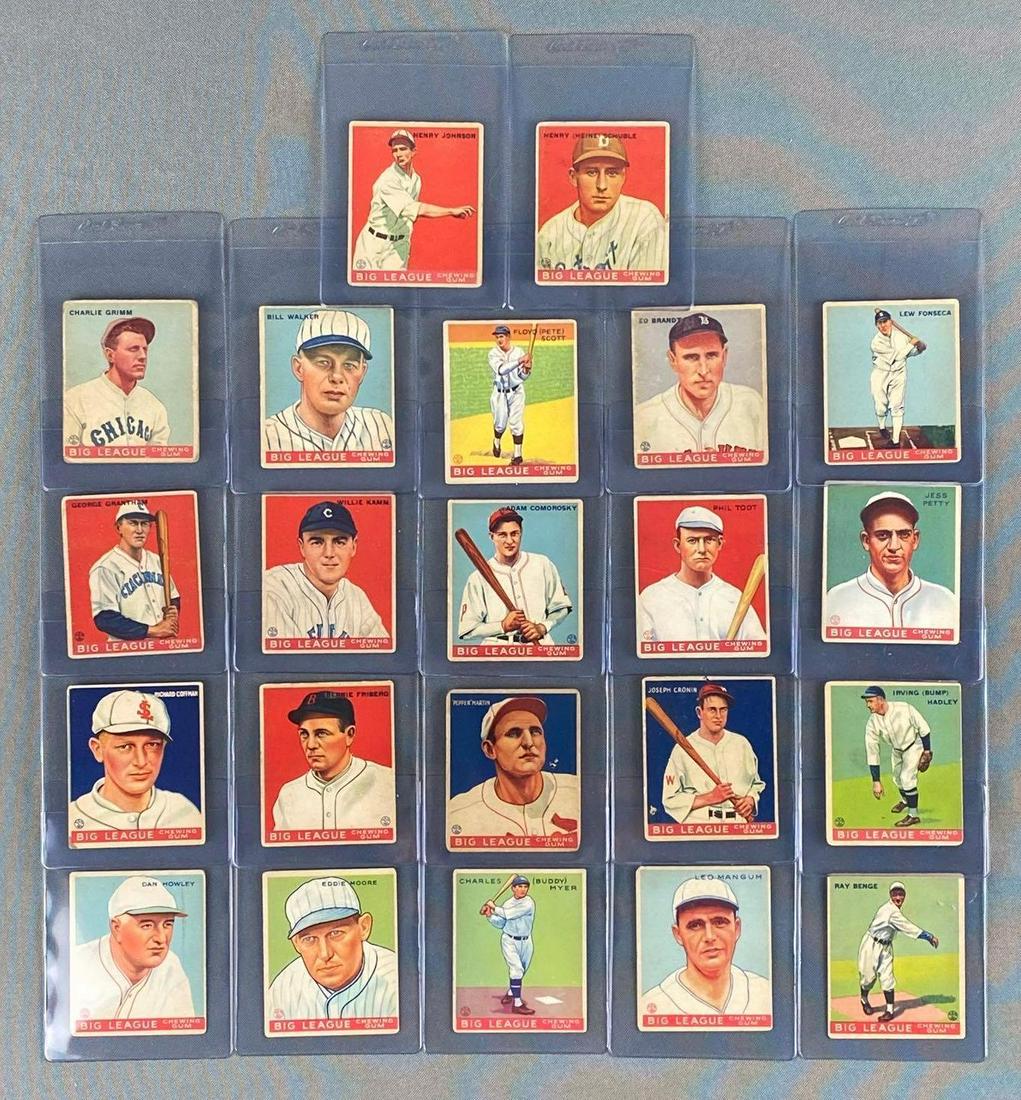 Group of 22 Different 1933 Goudey Baseball Cards: Includes Joe Cronin #63, Pepper Martin #62, and more. Very good condition.