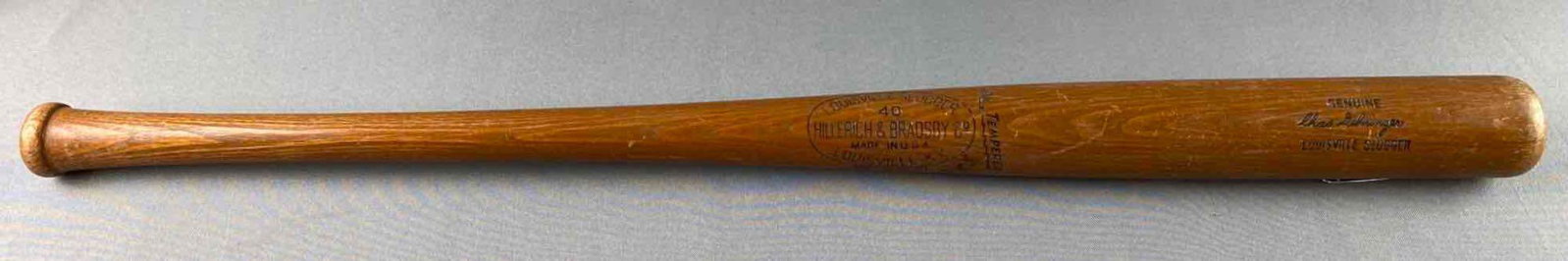 1930s Louisville Slugger Chas Gehringer Baseball Bat: NOS. Store bought. Saddle brown finish. Measures 35 inches.