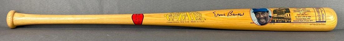 Ernie Banks Autographed Cooperstown Stat Bat: 1953-71 Stats Bat, Famous Player Series, 1990.
