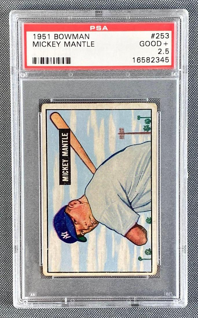 1951 Bowman Mickey Mantle #253 Graded PSA 2.5: 1951 Bowman Mickey Mantle Rookie #253 PSA 2.5. Although the 1952 Topps Mantle deservedly gets high acclaim, the actual Mantle rookie card belongs to Bowman in 1951. In 1951 Topps issued only a very sm