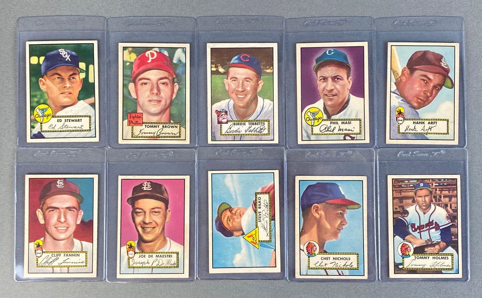 Group of 10 1952 Topps Baseball Cards Set Break (1 of 5)
