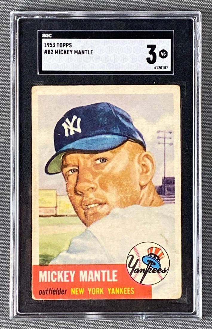 1953 Topps Mickey Mantle #82 SGC 3: Here is a 1953 Topps Mickey Mantle # 82 with the iconic photo from his 2nd year. SGC 3. Well centered.
