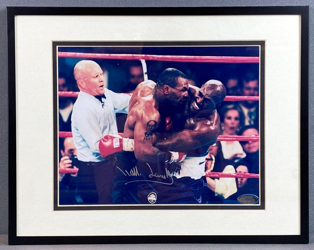 Mills Lane Boxing Referee Signed & Framed Photograph: Photo from the Holyfield vs Tyson The Bite Fight. With ENV Collectables COA and photo of signing taking place, frame measures 11 1/4 x 14 1/4in, photo measures 8x10in.