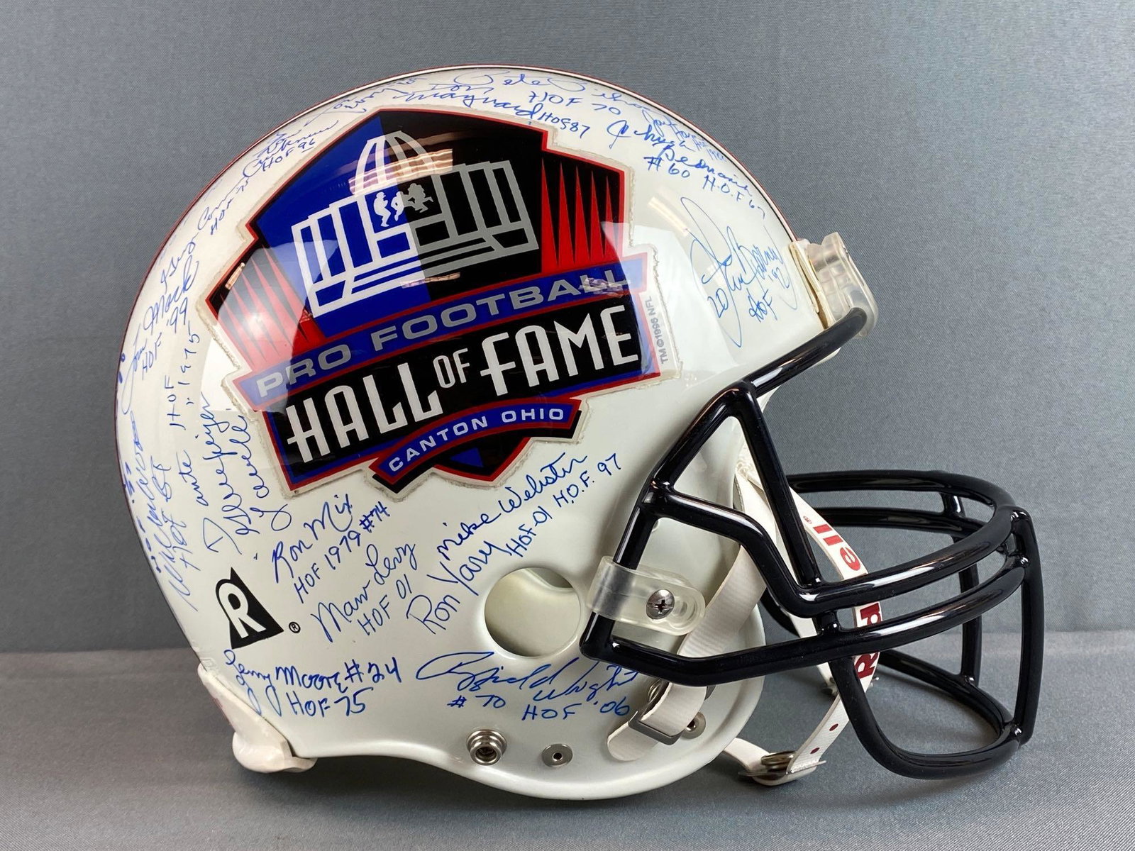 Pro Football Hall of Fame Multi Signed Helmet: These are in person autographs from Mike Ditka Charity events and Chicago sports shows. This helmet includes 35 signatures including: Johnny Unitas, George Blanda, Reggie White, Yale Lary, Jan Steneru