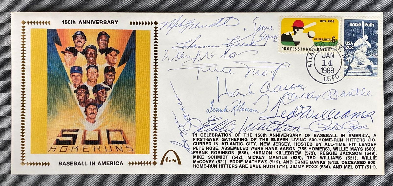 500 HR Club Signed FDC Envelope (1 of 5)