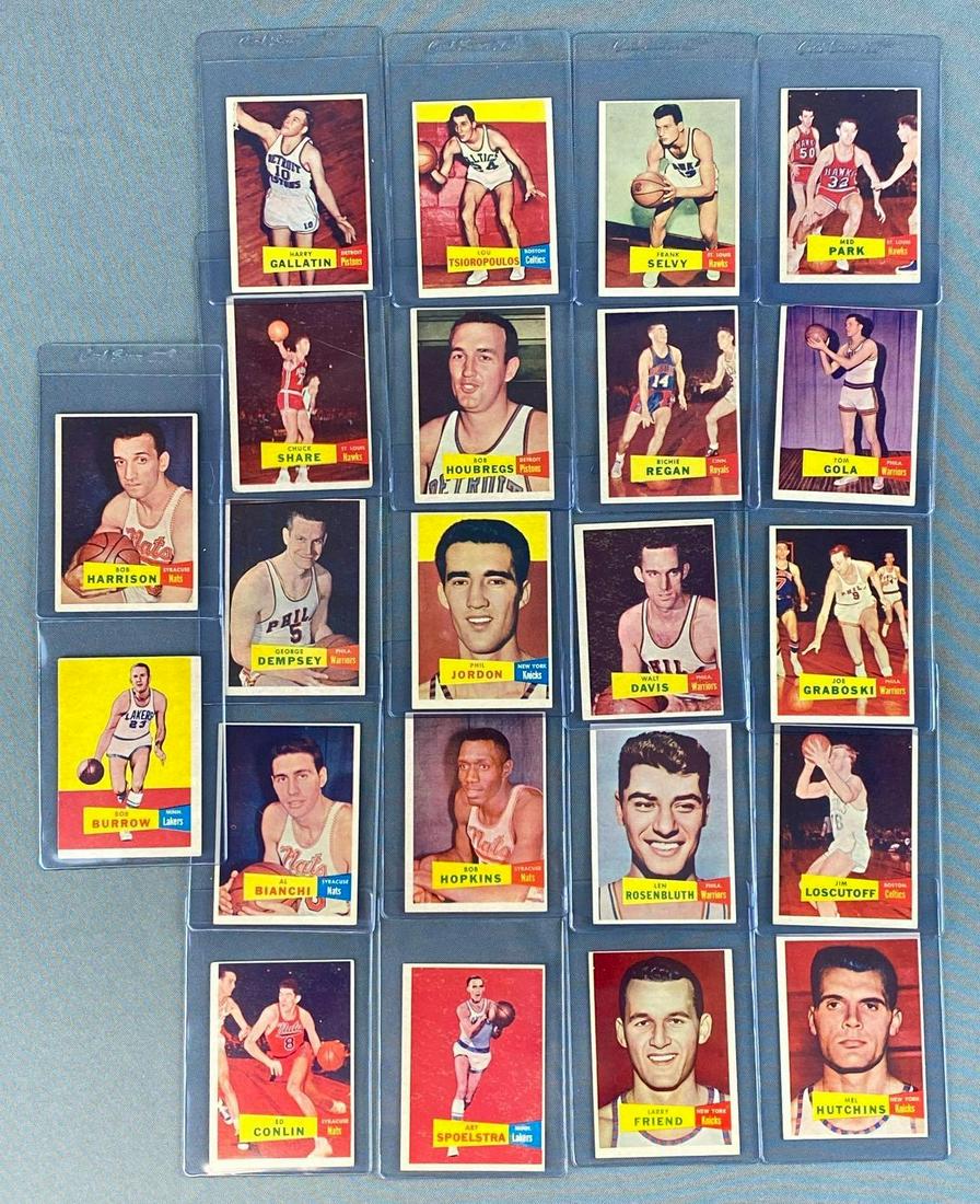Group of 22 1957 Topps Basketball Cards Set Break: Cards #35-64. Mainly excellent condition.