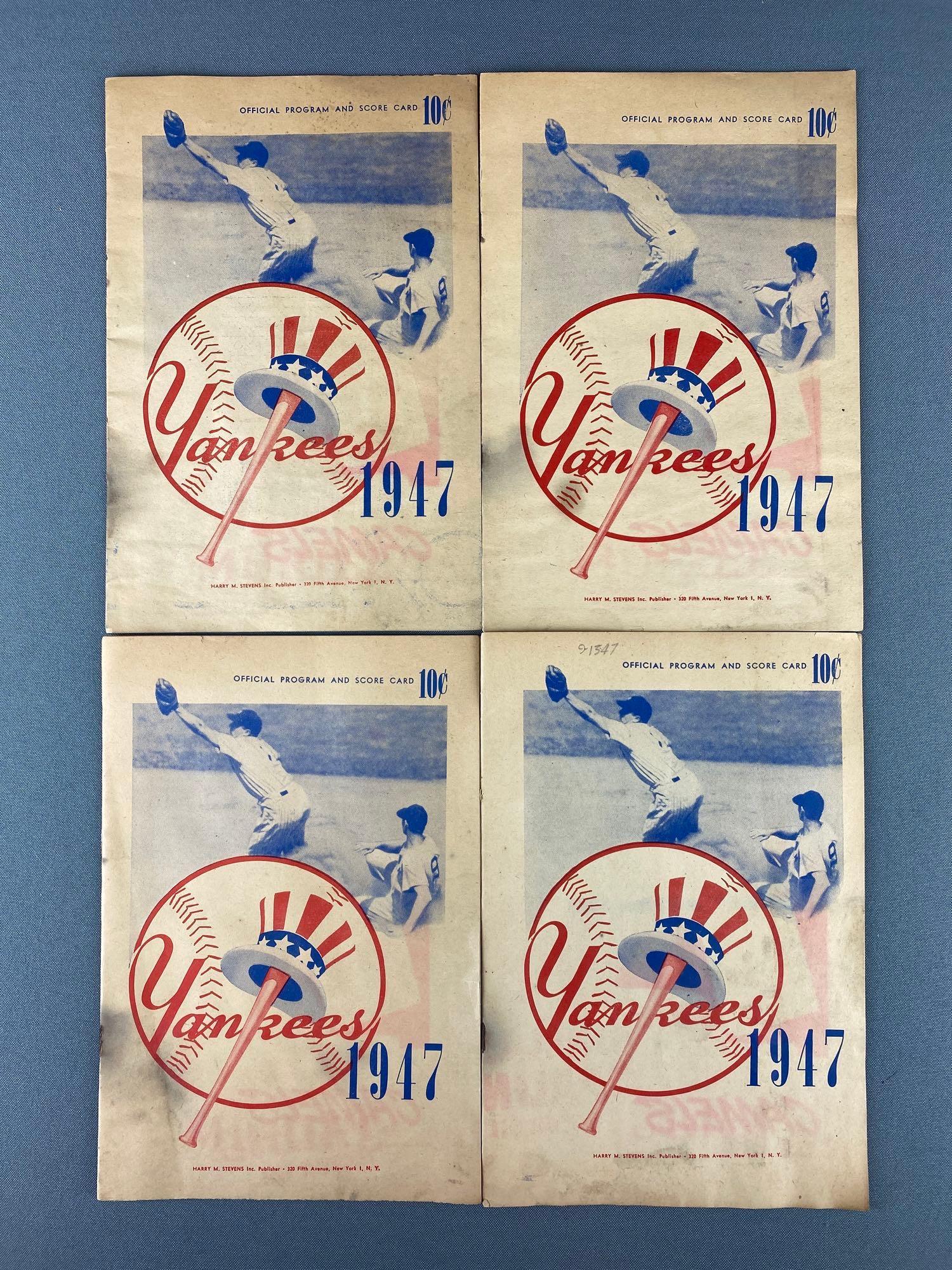 Group of 4 New York Yankees 1947 Program and Score Cards (1 of 5)
