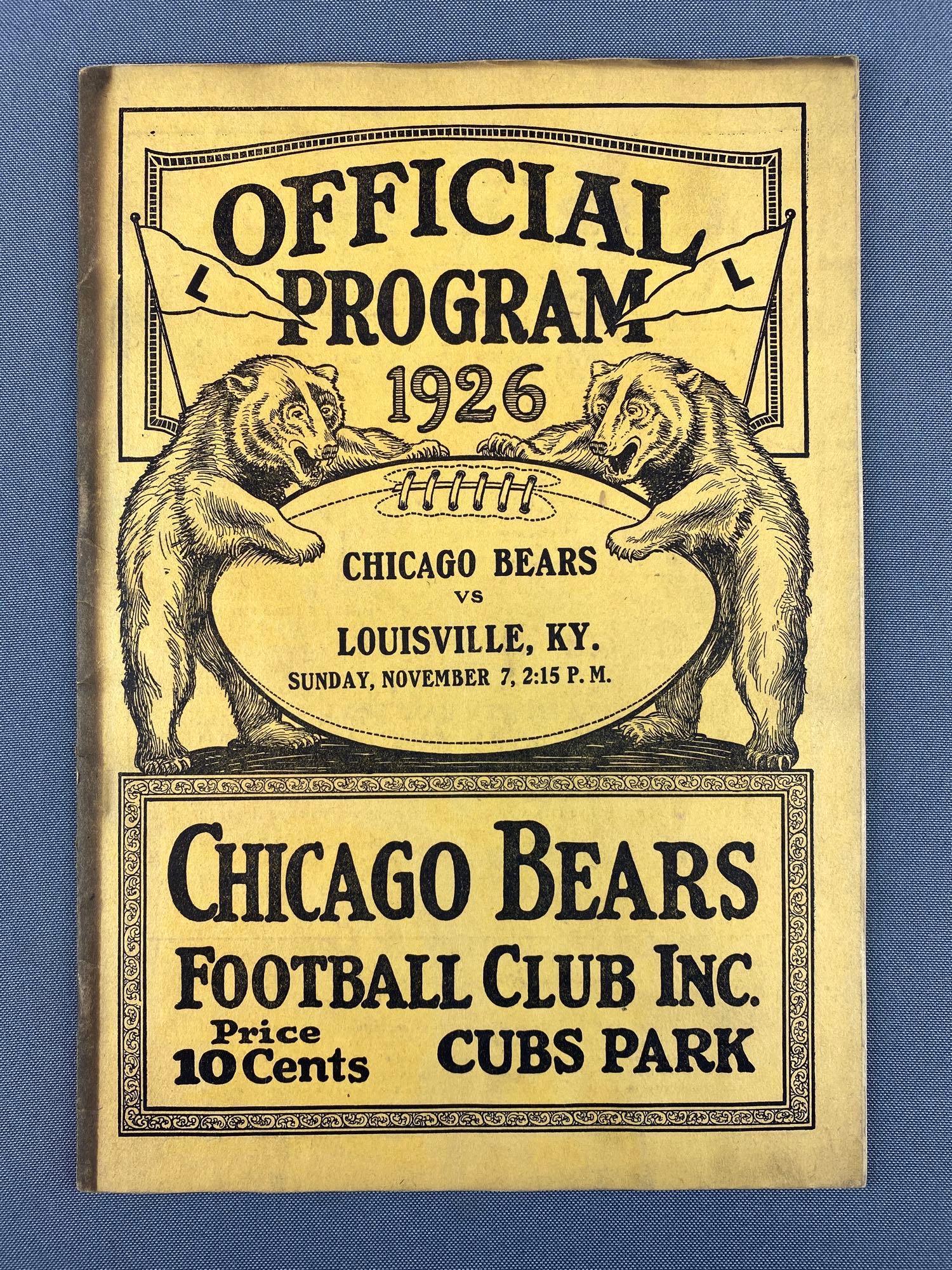 1926 Chicago Bears Football Club Official Program (1 of 5)