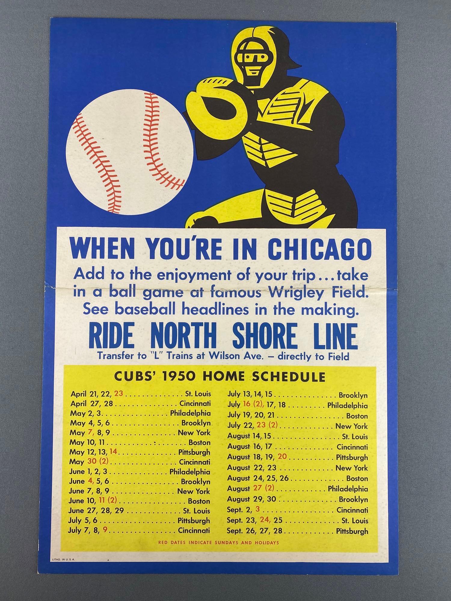 1950 Chicago Cubs Home Schedule Advertising Sign (1 of 5)