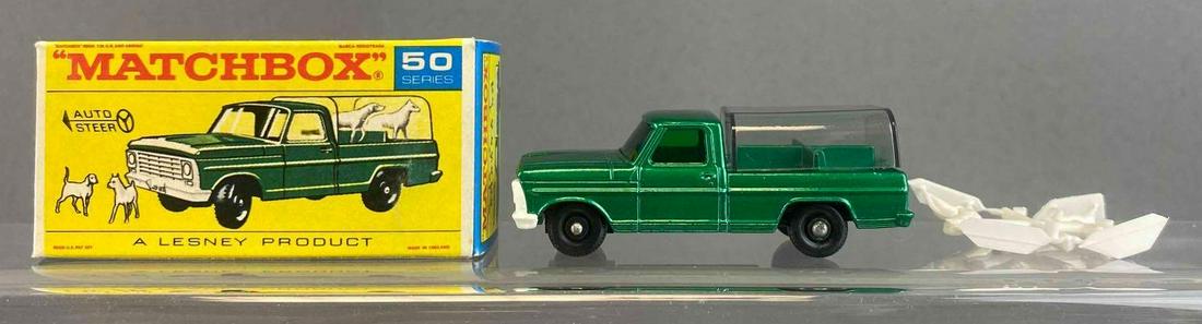 Matchbox No. 50 Kennel Truck: Green. A Lesney product, Black plastic wheels, Original box. Made in England. Die-cast.