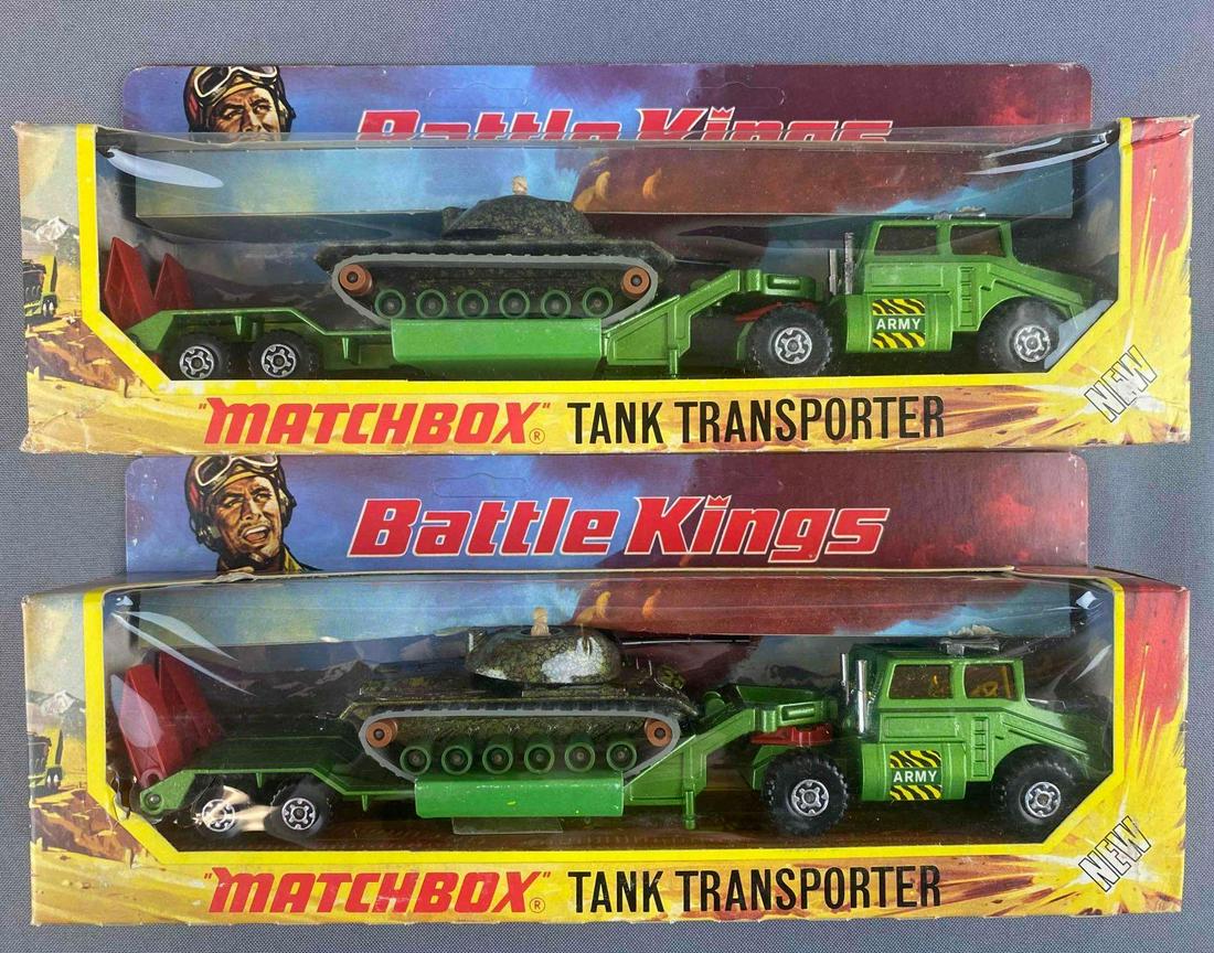 Group of 2 Matchbox Battle Kings Tank Transporters: 1974. New in unpunched original packaging.