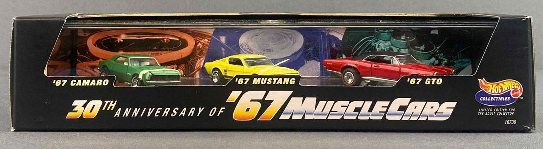 Hot-Wheels 30th Anniversary of 1967 Muscle Cars Die-Cast Vehicles: Mattel, 1996. Includes 1967 Camaro, 1967 Mustang, and 1967 GTO. New in original packaging. No. B2201