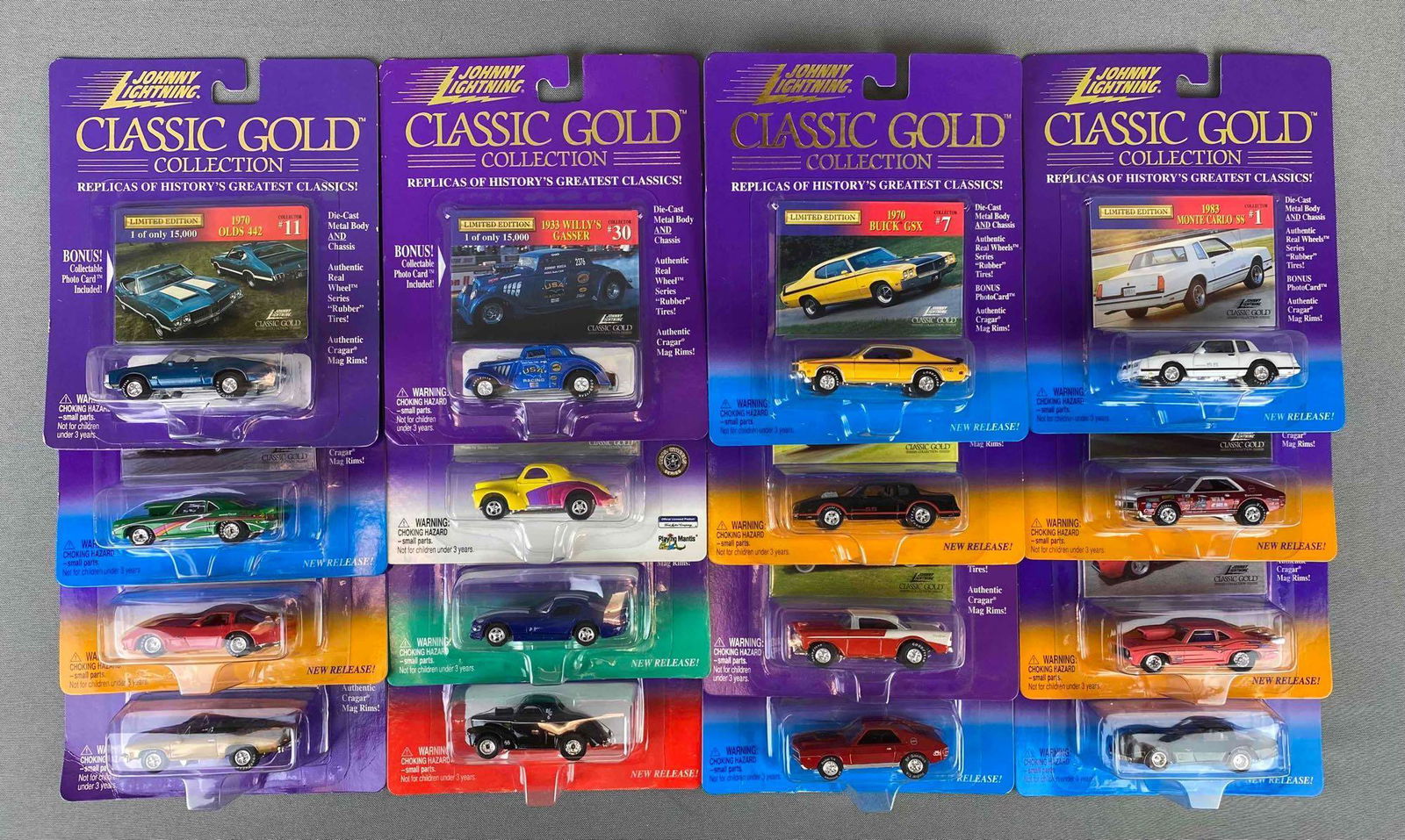 Group of 16 Johnny Lightning Classic Gold Die Cast Vehicles (1 of 5)